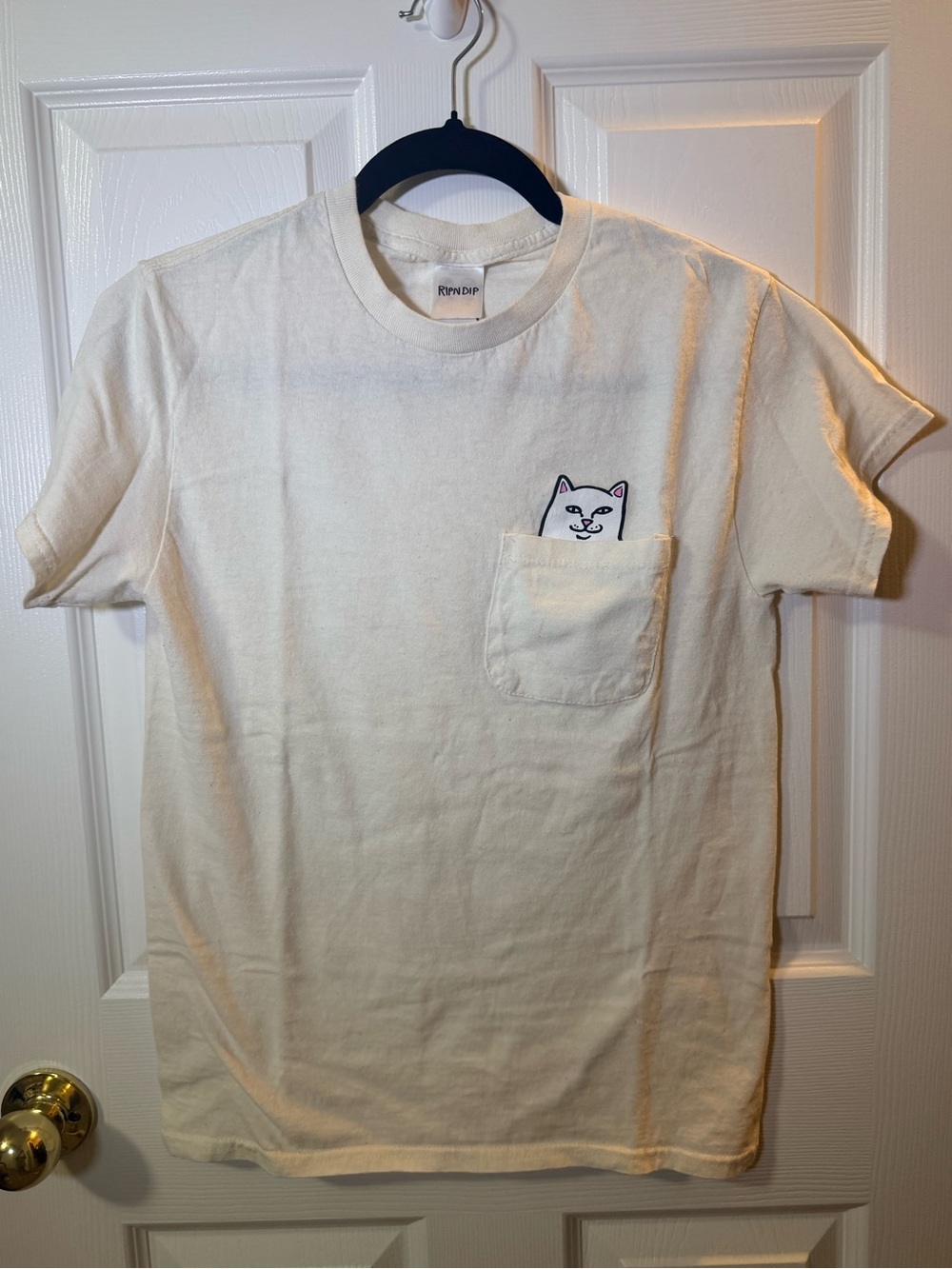 Ripndip Cream Pocket Tee with Peeking Cat